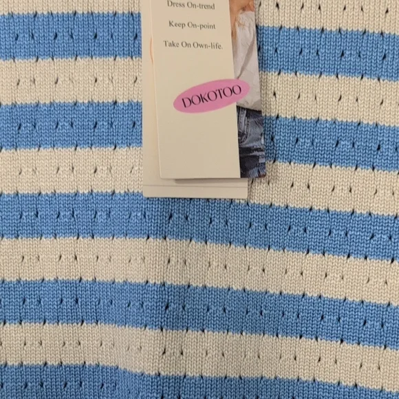 Striped Blue and Yellow Sleeveless Top - Picture 2 of 5